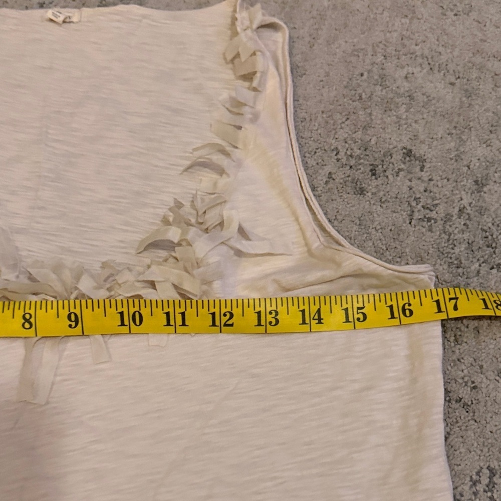 (020)J. Crew Off-White Ruffle Detail Tank Top - Picture 5 of 5